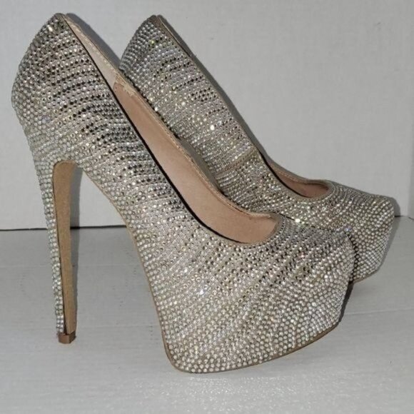 Steve Madden Platform Heels Shoes Rhinestones Stilettos Women's Woman's Size 8 - Picture 6 of 13